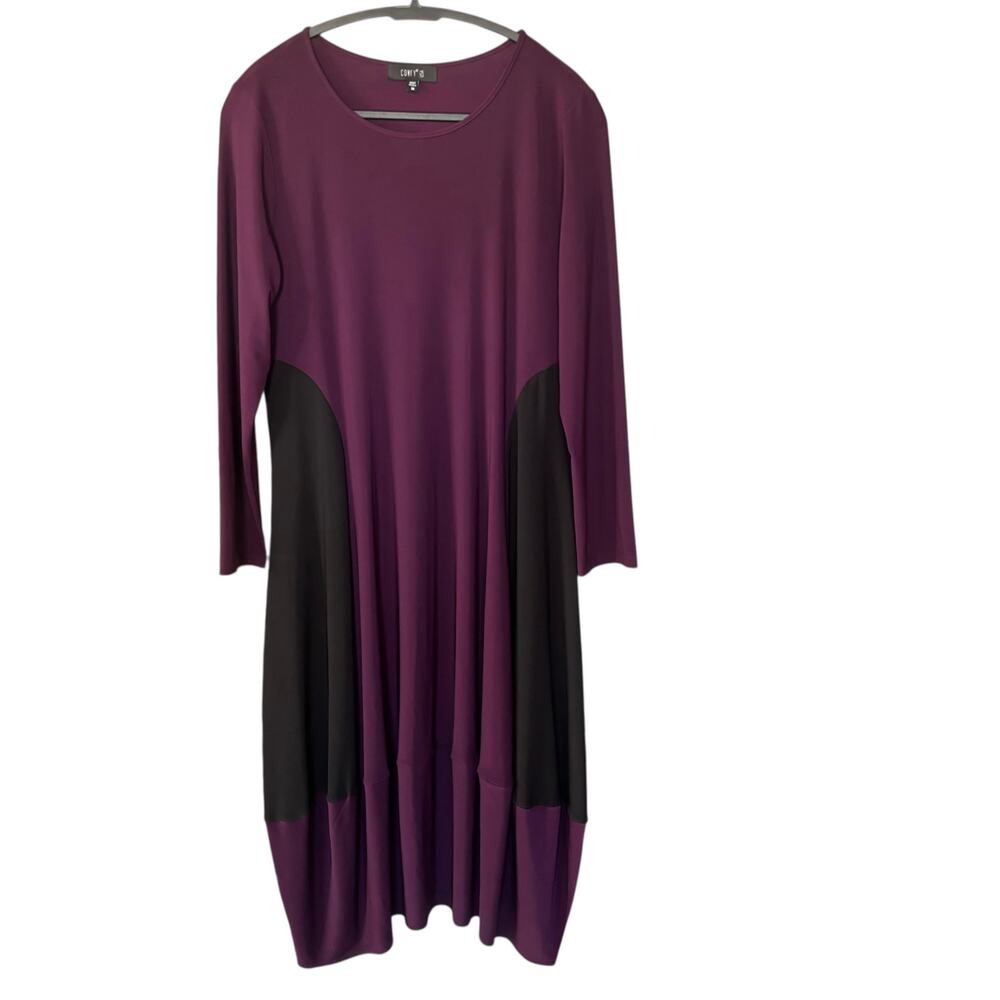 Comfy USA Purple and Black Boxy Cocoon Tunic Dress Size Medium